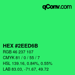 カラーコード: HEX #2EED6B | qconv.com