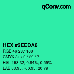Farbcode: HEX #2EEDA8 | qconv.com