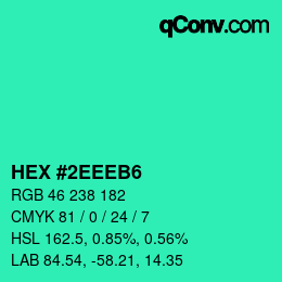 颜色代码: HEX #2EEEB6 | qconv.com