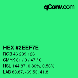 Color code: HEX #2EEF7E | qconv.com