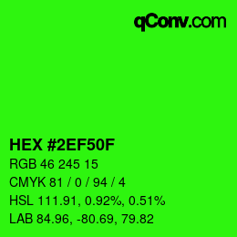 Farbcode: HEX #2EF50F | qconv.com