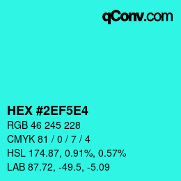 Código de color: HEX #2EF5E4 | qconv.com
