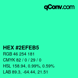 颜色代码: HEX #2EFEB5 | qconv.com