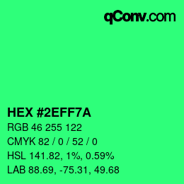 カラーコード: HEX #2EFF7A | qconv.com