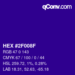 Color code: HEX #2F008F | qconv.com