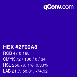 カラーコード: HEX #2F00A8 | qconv.com