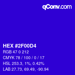 カラーコード: HEX #2F00D4 | qconv.com