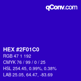 Color code: HEX #2F01C0 | qconv.com