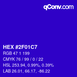 Color code: HEX #2F01C7 | qconv.com