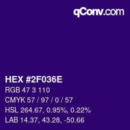 颜色代码: HEX #2F036E | qconv.com