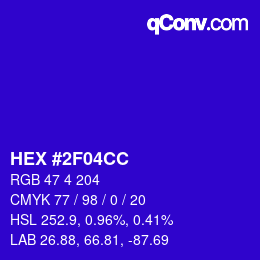 Color code: HEX #2F04CC | qconv.com