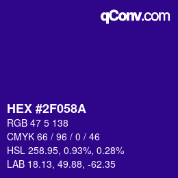 Color code: HEX #2F058A | qconv.com