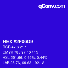 Color code: HEX #2F06D9 | qconv.com