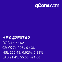 Color code: HEX #2F07A2 | qconv.com