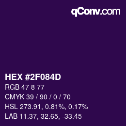 Color code: HEX #2F084D | qconv.com
