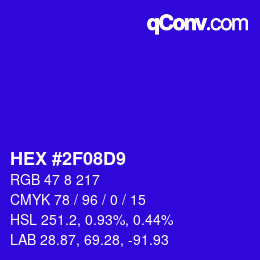 Color code: HEX #2F08D9 | qconv.com
