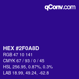 Color code: HEX #2F0A8D | qconv.com