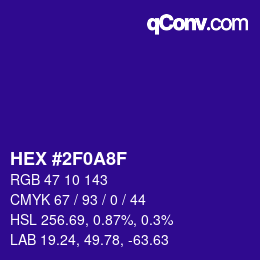 颜色代码: HEX #2F0A8F | qconv.com