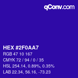 Color code: HEX #2F0AA7 | qconv.com