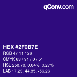 Color code: HEX #2F0B7E | qconv.com