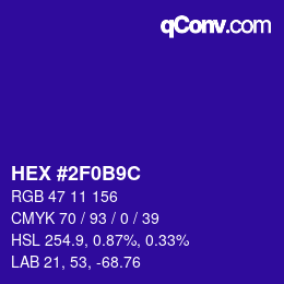 Color code: HEX #2F0B9C | qconv.com