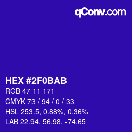 Color code: HEX #2F0BAB | qconv.com