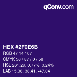 Color code: HEX #2F0E6B | qconv.com
