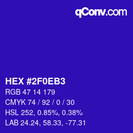 Color code: HEX #2F0EB3 | qconv.com