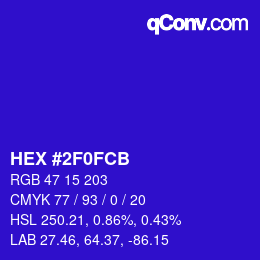 Color code: HEX #2F0FCB | qconv.com