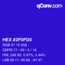 Color code: HEX #2F0FD0 | qconv.com
