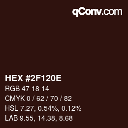 Color code: HEX #2F120E | qconv.com