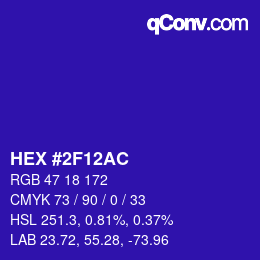 Color code: HEX #2F12AC | qconv.com