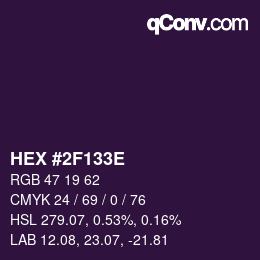 Color code: HEX #2F133E | qconv.com