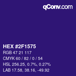 颜色代码: HEX #2F1575 | qconv.com