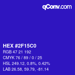 Color code: HEX #2F15C0 | qconv.com