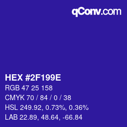 Color code: HEX #2F199E | qconv.com
