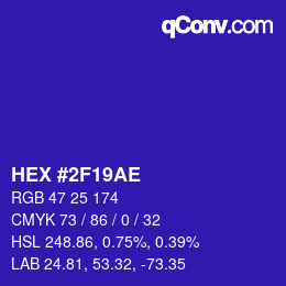 Color code: HEX #2F19AE | qconv.com