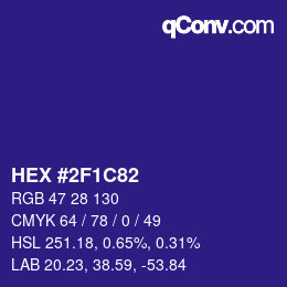 Farbcode: HEX #2F1C82 | qconv.com