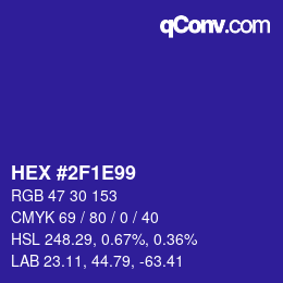 颜色代码: HEX #2F1E99 | qconv.com