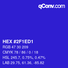 Color code: HEX #2F1ED1 | qconv.com