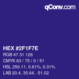Color code: HEX #2F1F7E | qconv.com