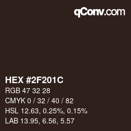 Color code: HEX #2F201C | qconv.com