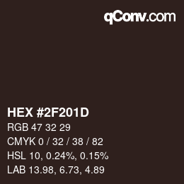 Color code: HEX #2F201D | qconv.com