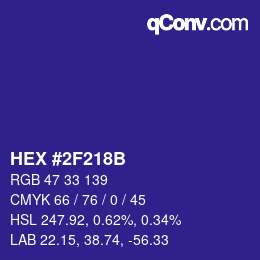 Color code: HEX #2F218B | qconv.com