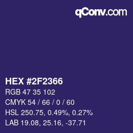 颜色代码: HEX #2F2366 | qconv.com