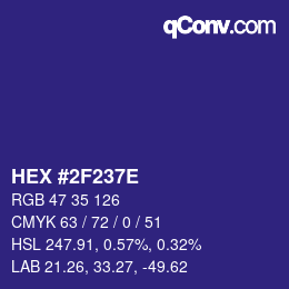 Color code: HEX #2F237E | qconv.com