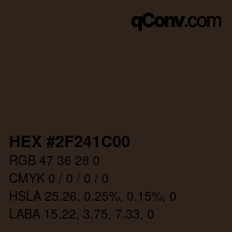 Color code: HEX #2F241C00 | qconv.com
