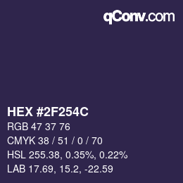 Color code: HEX #2F254C | qconv.com