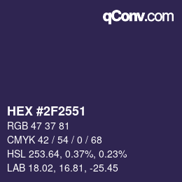 颜色代码: HEX #2F2551 | qconv.com