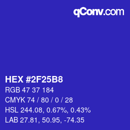 Color code: HEX #2F25B8 | qconv.com